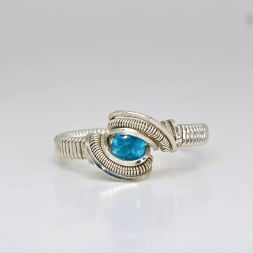 Blue Apatite Facet Ring