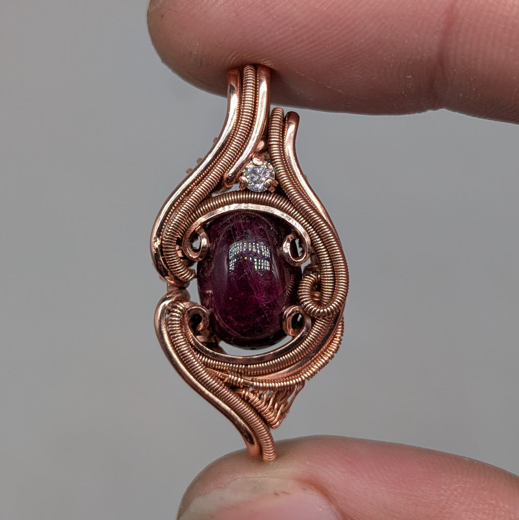 Ruby & Moissanite Copper Pendant