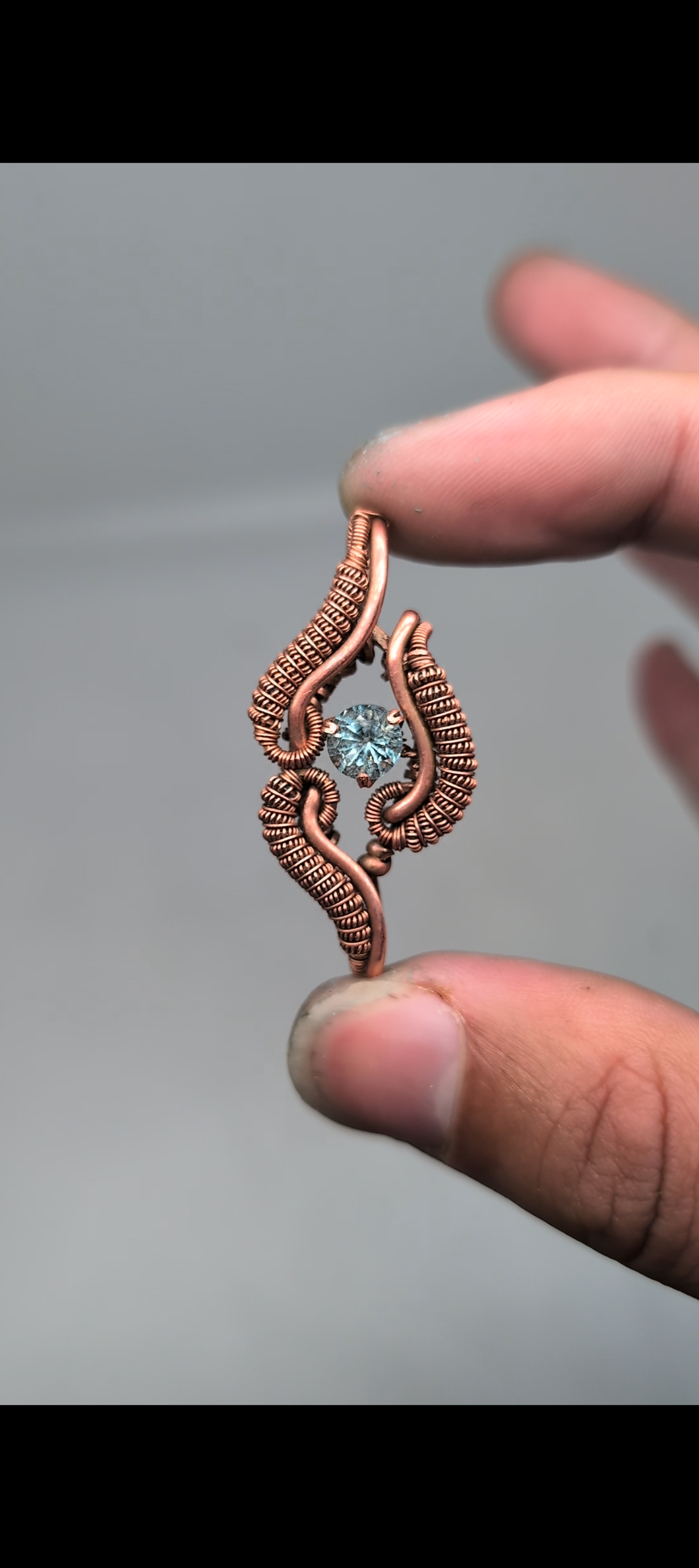 Nigerian Aquamarine Copper Pendant