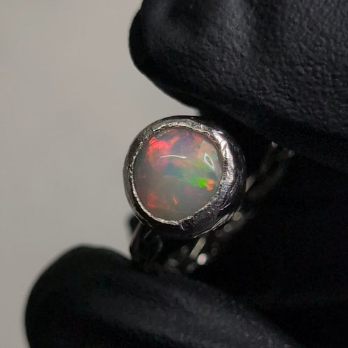 Sterling Silver Opal Ring ~ Size 7.5