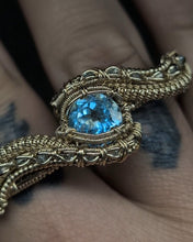 Load image into Gallery viewer, Blue Topaz Two-Finger Ring ~ 14kGF