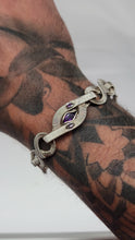 Load image into Gallery viewer, Sterling Silver Amethyst Link Bracelet