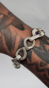 Sterling Silver Amethyst Link Bracelet