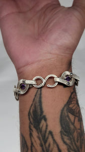 Sterling Silver Amethyst Link Bracelet
